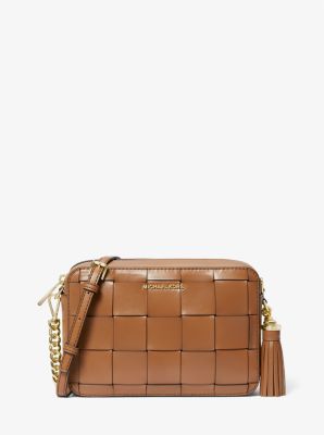 Ginny Medium Woven Leather Crossbody Bag | Michael Kors