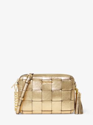 MICHAEL MICHAEL KORS Chelsea Large Metallic Saffiano Leather Convertible  Crossbo