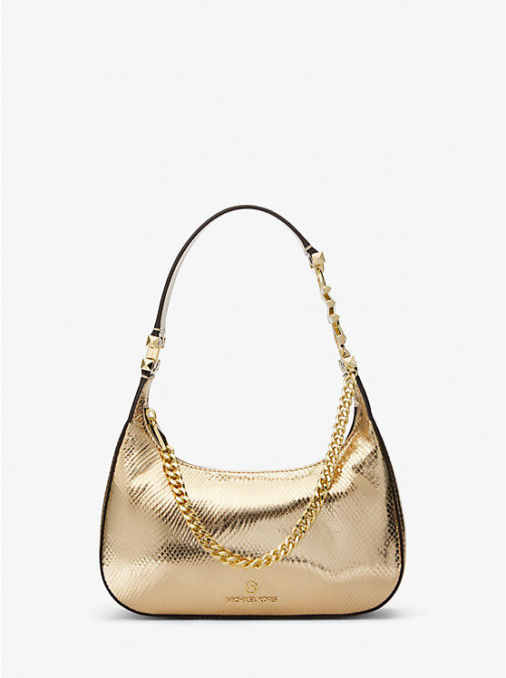 Petit sac à épaule Piper en cuir gaufré à motif de serpent métallisé image number 0
