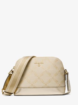 MICHAEL Michael Kors Monogram-Embossed Metallic Satchel Bag