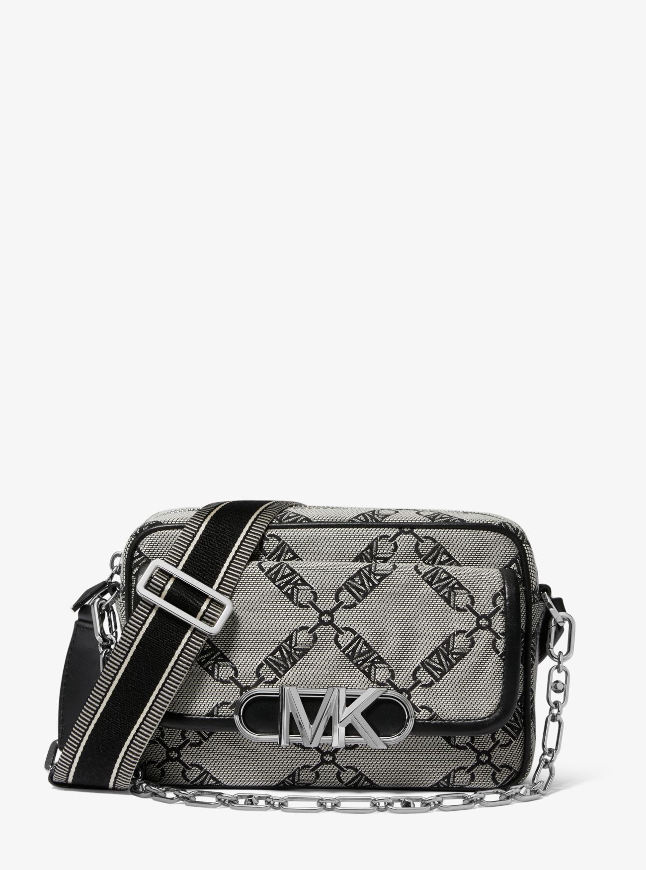 MK Parker Medium Empire Logo Jacquard Crossbody Bag - Natural - Michael Kors