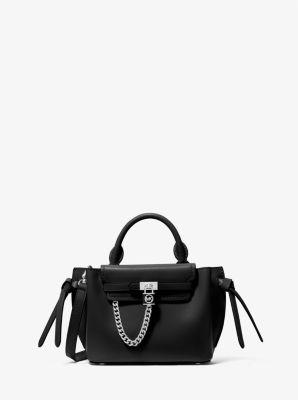 Bolso satchel Hamilton Legacy extrapequeño de piel con tiras decorativas in NEGRO | Michael Kors