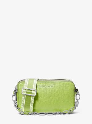 Michael Kors Jet Set Small Pebbled Leather Double-Zip Studded Strap Camera Crossbody Bag - Luggage