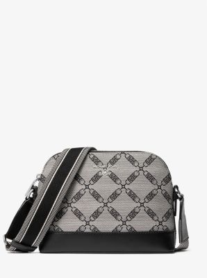 Jet set large 2025 logo jacquard crossbody bag