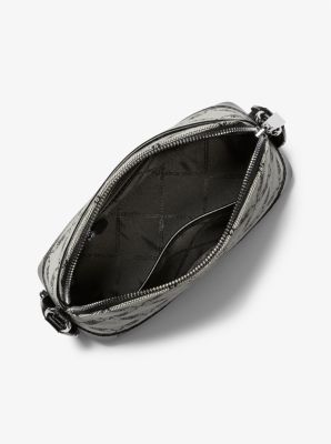 Small Dome Bag Black Snakeskin Embossed Zipper PU