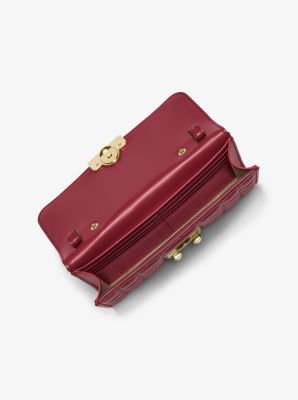 Tribeca Large Leather Convertible Crossbody Bag in DEEP RED | Michael Kors