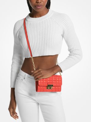 Tribeca Large Leather Convertible Crossbody Bag in SPICED CORAL | Michael Kors