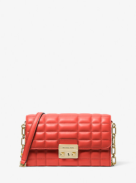 Michaelkors Tribeca Large Leather Convertible Crossbody Bag,SPICED CORAL