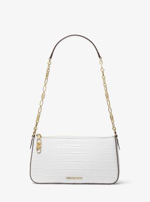 Empire Medium Crocodile Embossed Leather Chain-Link Shoulder Bag 