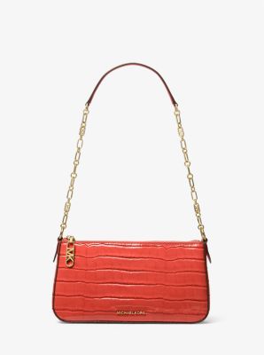 Empire Medium Crocodile Embossed Leather Chain-Link Shoulder Bag