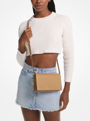 Umh&auml;ngetasche Jet Set Medium aus gekrispeltem Leder mit Umschlag in GRAU MED FAD | Michael Kors