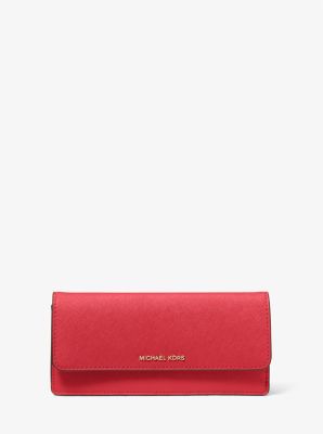 Billetera Jet Set grande de piel Saffiano con cierre a presión