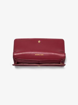Grand portefeuille Jet Set en cuir Saffiano à bouton-pression à l’avant