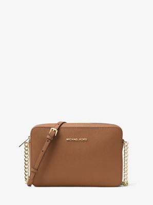 Crossbodytas Jet Set van saffianoleer, groot image number 0