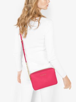 Crossbodytas Jet Set van saffianoleer, groot in ROZE | Michael Kors