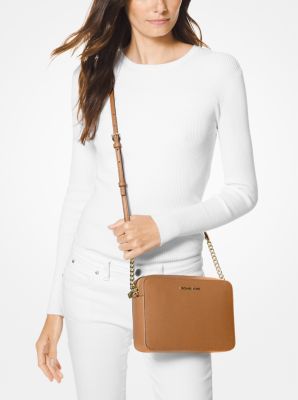 Crossbodytas Jet Set van saffianoleer, groot image number 2