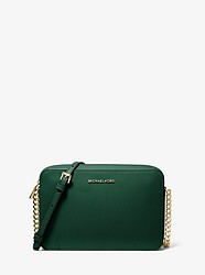 Jet Set Large Saffiano Leather Crossbody - RACING GREEN - 32S4GTVC3L