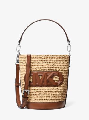Michaelkors Townsend Small Straw Messenger Bag,NATURAL/LUGGAGE