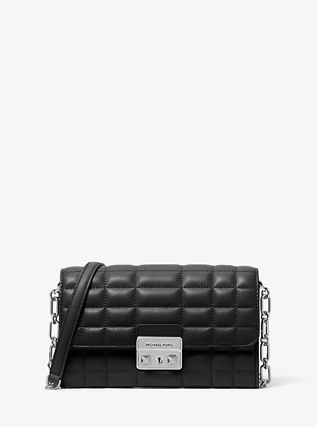 Michaelkors Tribeca Large Leather Convertible Crossbody Bag,BLACK