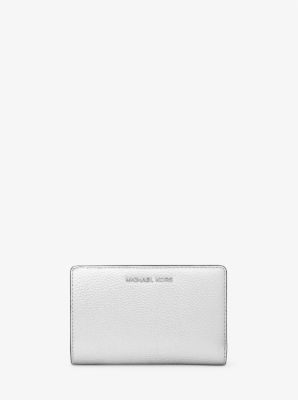 Empire Medium Metallic Pebbled Leather Wallet in SILVER | Michael Kors