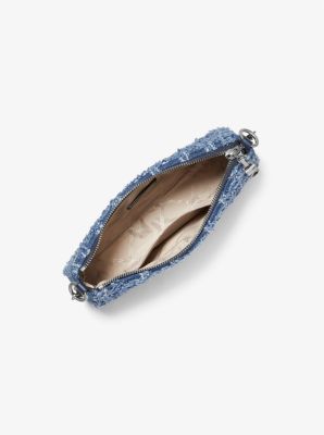 Empire Medium Frayed Denim Chain-Link Pochette | Michael Kors