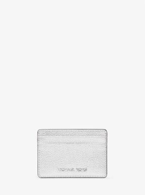 Michaelkors Jet Set Small Metallic Leather Card Case,SILVER