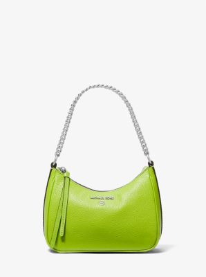 Shop Michael Kors Jet Set Charm Small Leather Pochette In Green