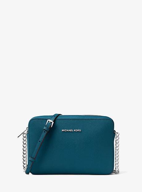 Jet Set Travel Large Saffiano Leather Crossbody - LUXE TEAL - 32S4STVC3L