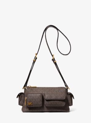 Petit sac porté épaule Dakota à logo Signature in MARRON/NOIR | Michael Kors