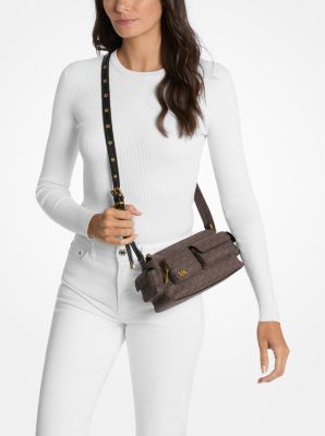 Thumbnail - MK Schultertasche Dakota Small Mit Signature-Logomuster - Braun - Michael Kors