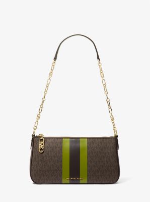 Empire Medium Striped Signature Logo Chain-Link Pochette
