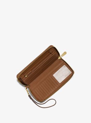 Leather Continental Wristlet in LUGGAGE | Michael Kors
