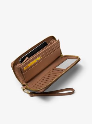 Leather Continental Wristlet in LUGGAGE | Michael Kors