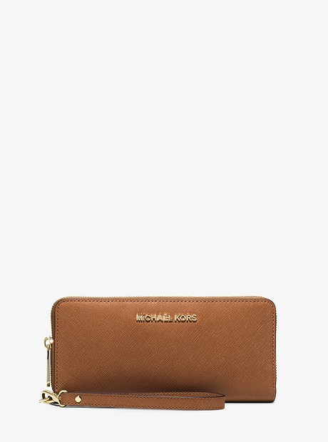 Leather Continental Wristlet   - LUGGAGE - 32S5GTVE9L