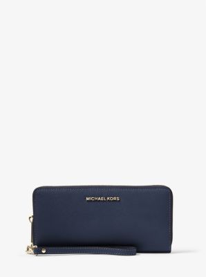 Leather continental wristlet michael kors best sale