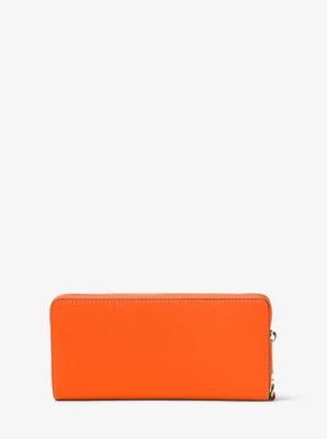Leather Continental Wristlet in CLEMENTINE | Michael Kors