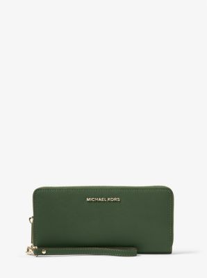 Leather Continental Wristlet Michael Kors