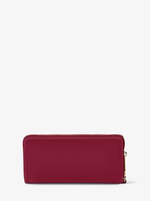 Leather Continental Wristlet in BERRY | Michael Kors