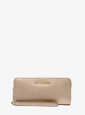 Jet Set Travel Metallic Leather Continental Wallet