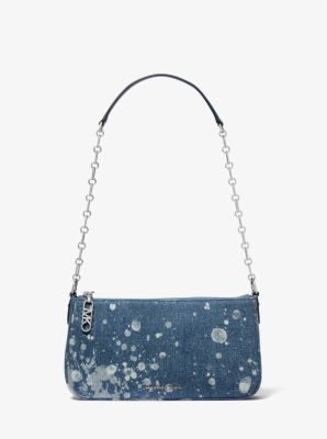 Pochette Empire Medium aus gebleichtem Denim mit Kette image number 0