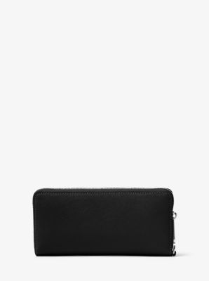 Buy the Michael Kors Small Black Saffiano Leather Continental Travel Zip  Around Wallet