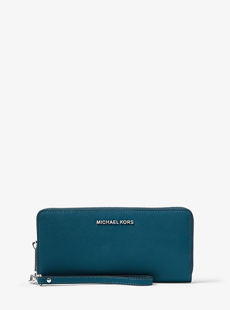Saffiano Leather Continental Wallet - LUXE TEAL - 32S5STVE9L