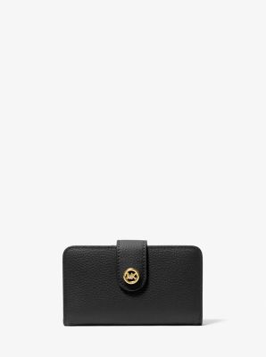 MK Pop Charm Medium Pebbled Leather Wallet in BLACK | Michael Kors