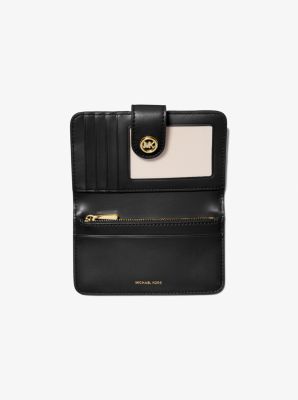 MK Pop Charm Medium Pebbled Leather Wallet in BLACK | Michael Kors