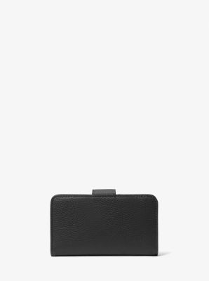 MK Pop Charm Medium Pebbled Leather Wallet in BLACK | Michael Kors