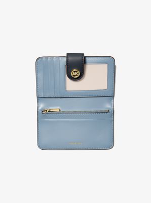 MK Pop Charm Medium Color-Block Pebbled Leather Logo Wallet in CHAMBRAY MULTI | Michael Kors