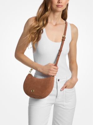 Kyla Small Suede Convertible Pochette in LUGGAGE | Michael Kors