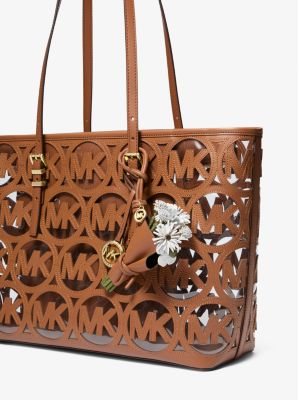 Taschenanh&auml;nger aus Leder mit Blumenstrau&szlig;