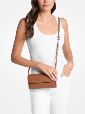 Jet Set Small Pebbled Leather Smartphone Crossbody Bag in LUGGAGE | Michael Kors