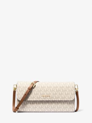 Jet Set Small Signature Logo Smartphone Crossbody Bag in VANILLA/ACORN | Michael Kors